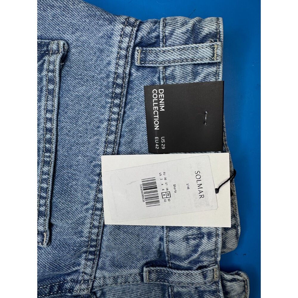 SOLMAR Women's High-Waist Cutoff Denim Shorts Light Wash US29 EU42 NWT